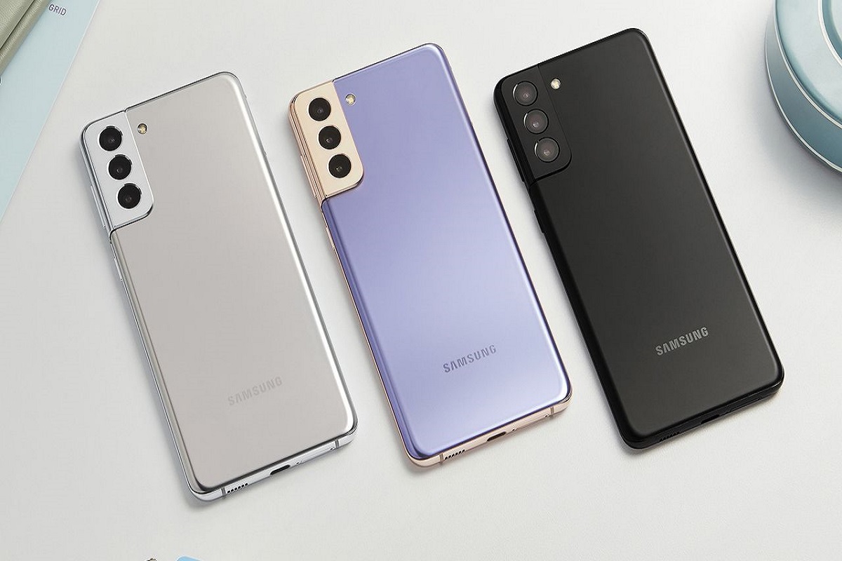 Galaxy S21 Plus em três cores em divulgação para sites de vendas