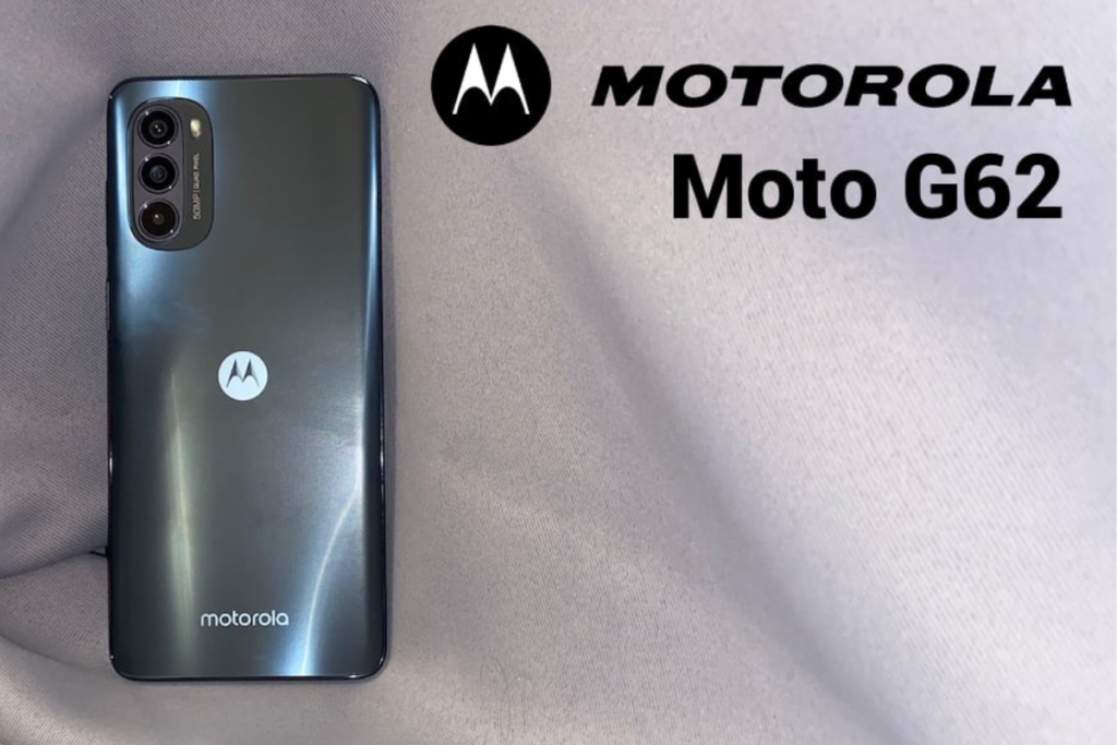 Motorola: Moto G62 Montagem com Moto G62 para sites de vendas com símbolo da motorola