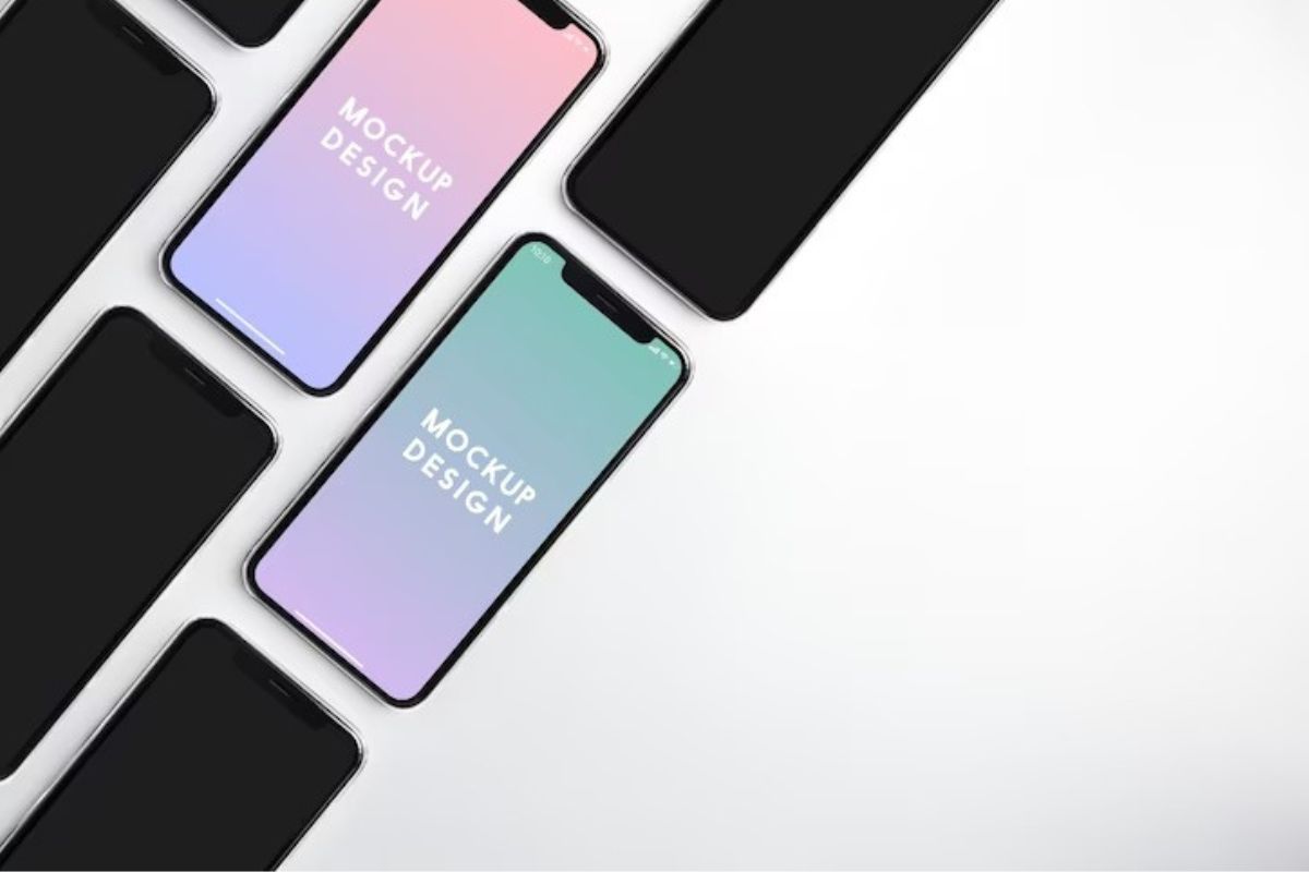 Foto com vários modelos de Smartphone em montagem