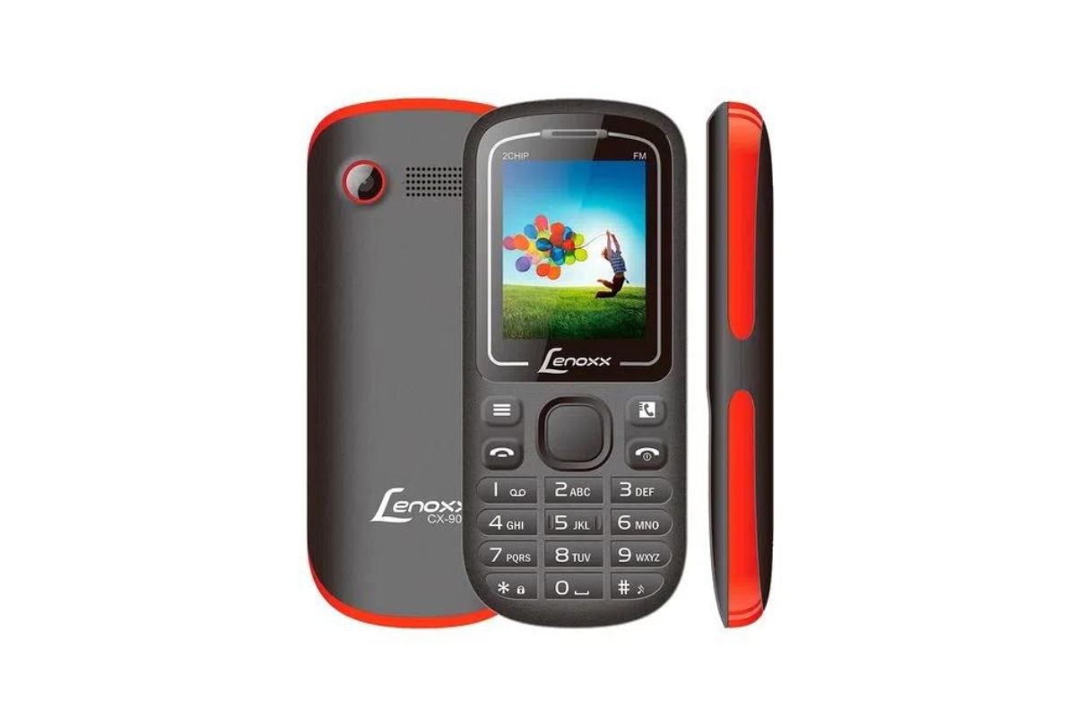 Lenoxx: Celular de botão Celular de botão Lenoxx vermelho e preto com câmera traseira