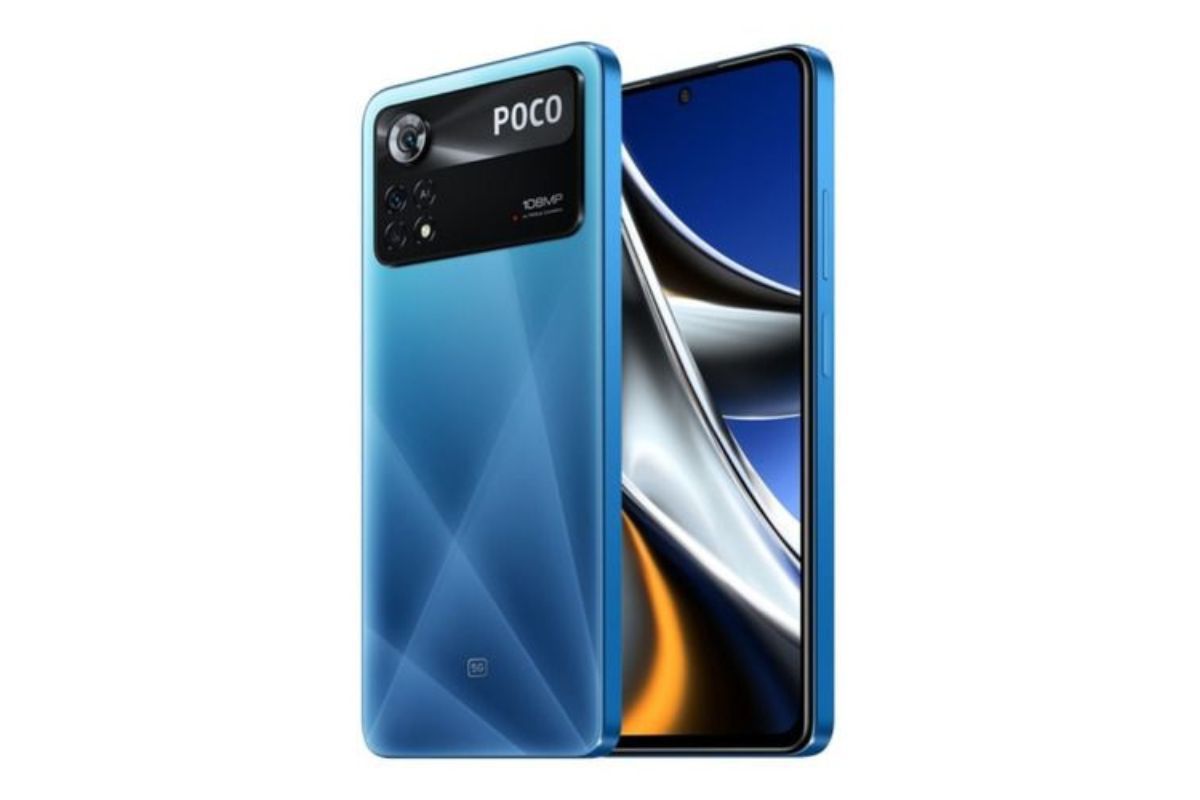 Poco X4 Pro azul em foto de divulgação para sites
