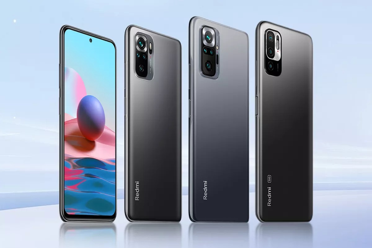Redmi Note 10 Pro: a imagem mostra quatro aparelhos smartphones da marca e modelo Redmi Note 10 Pro