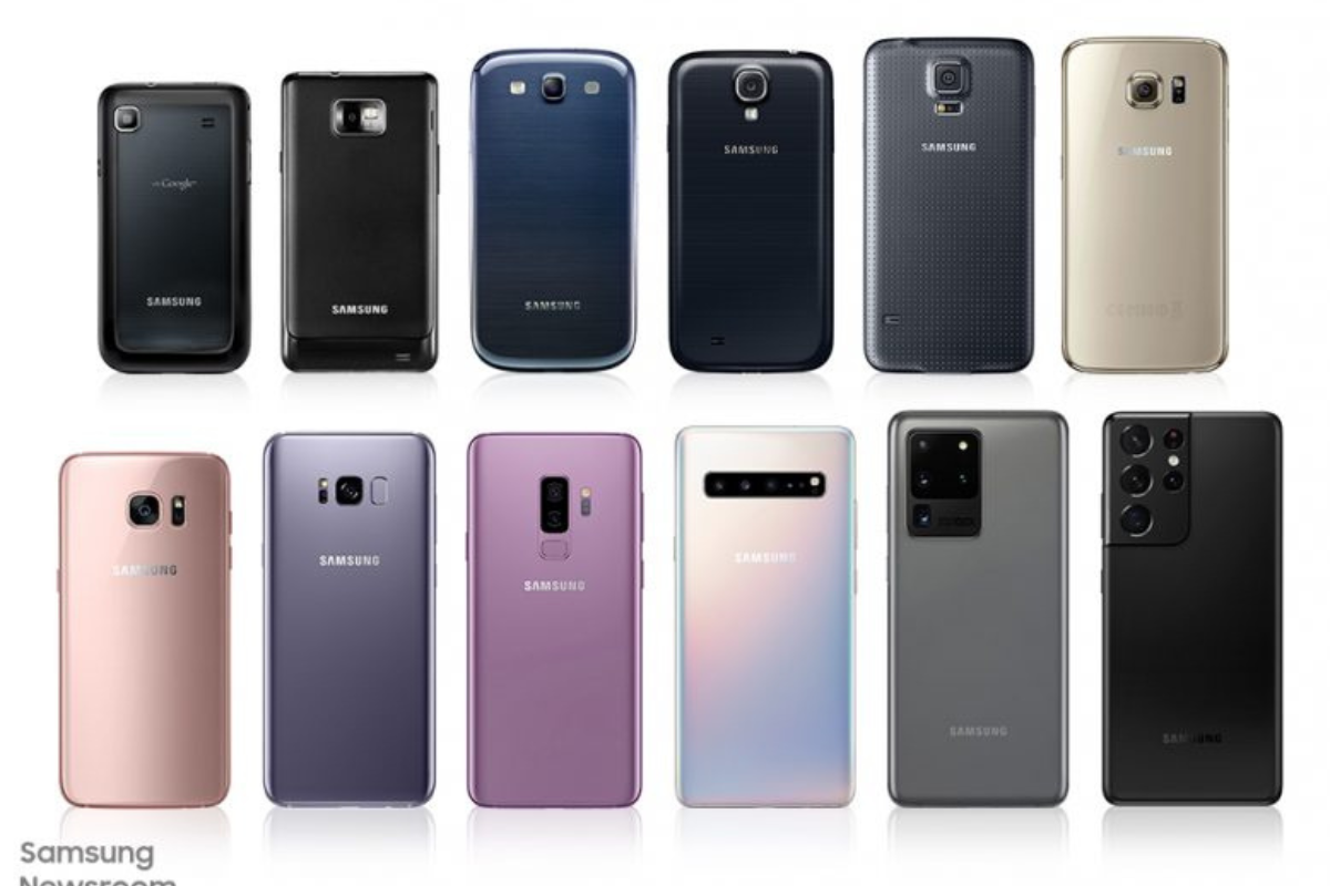 Gerações de smartphones: Samsung Modelos Samsung espalhados entre todas as gerações e linhas da marca em montagem