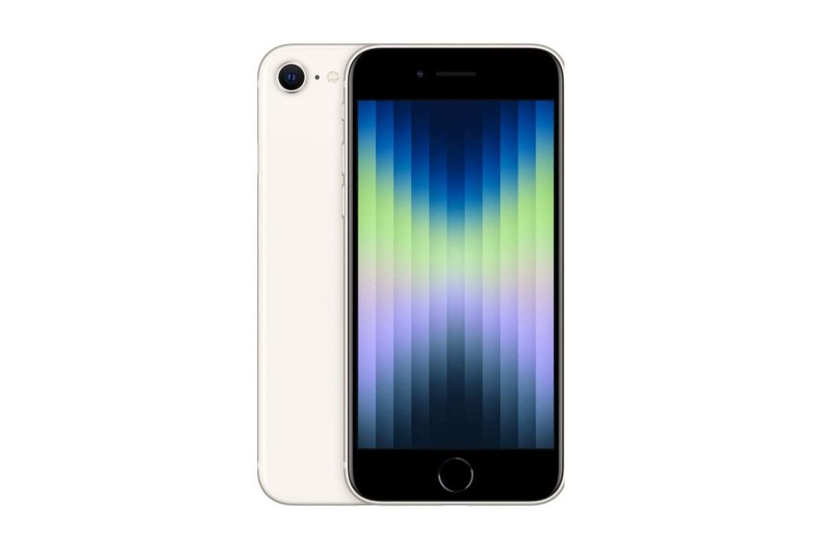 iPhone SE na cor branca em dois ângulos