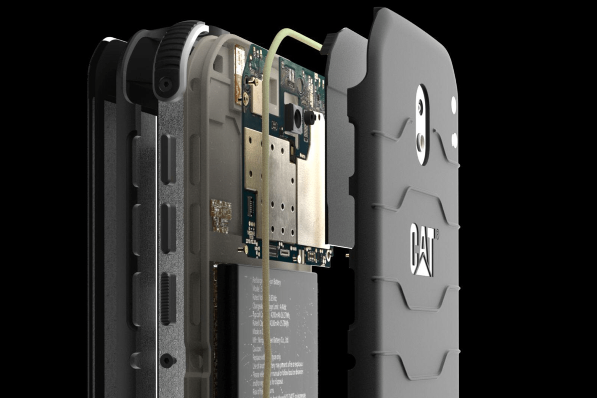 a imagem ilustra um modelo de celular da Caterpillar